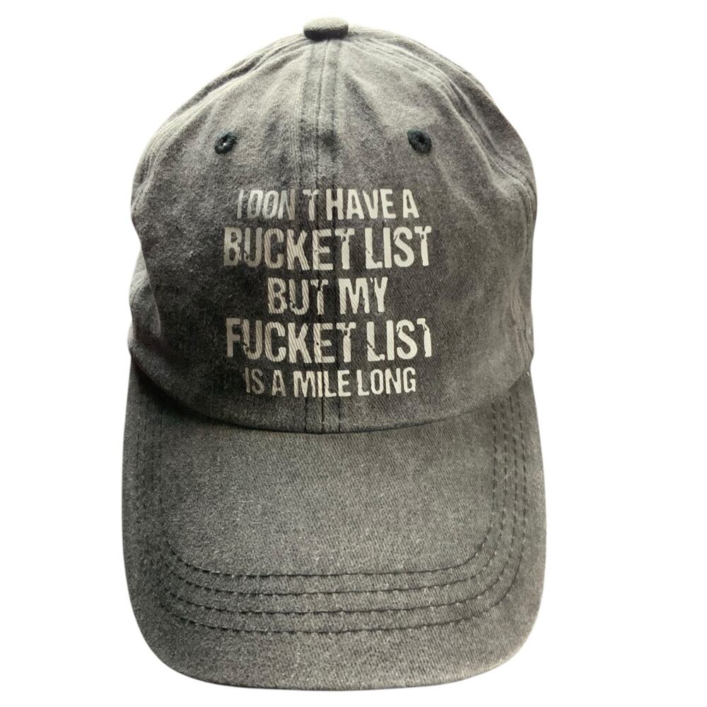 Funny Fu**et List Dad Hat Gray Adjustable Cotton Cap Adult Humor Novelty